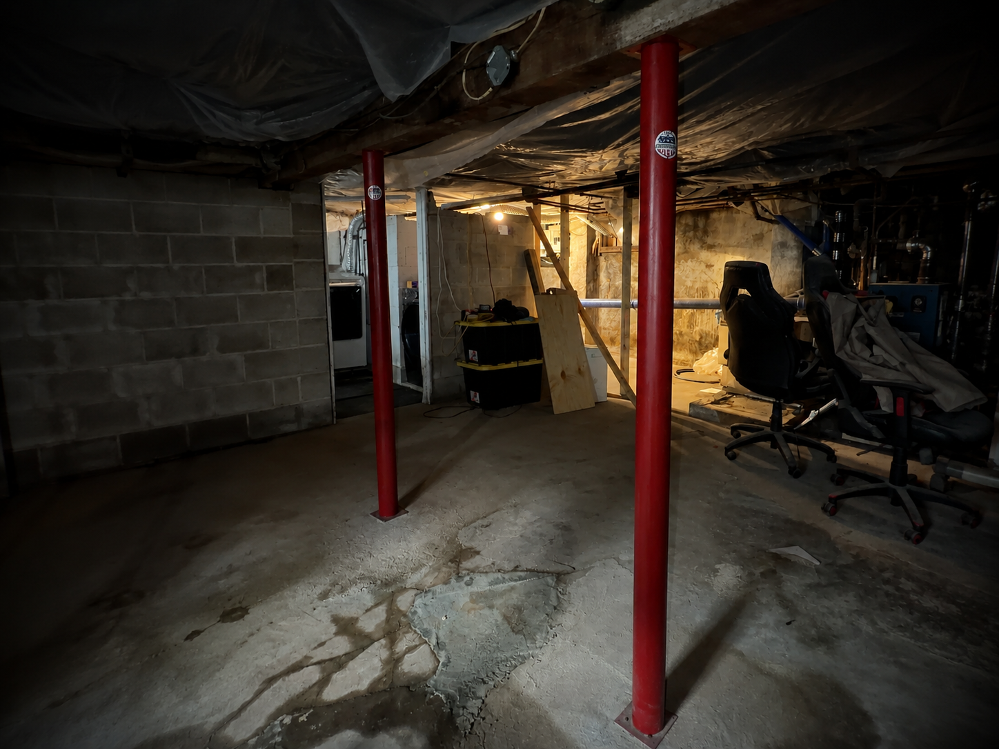 Structural beam repair inside a Massachusetts home